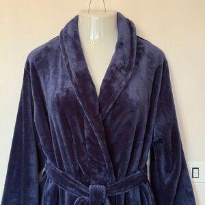 Soma Womens Plush Short Robe L / XL Blue W/Belt & Pockets EUC